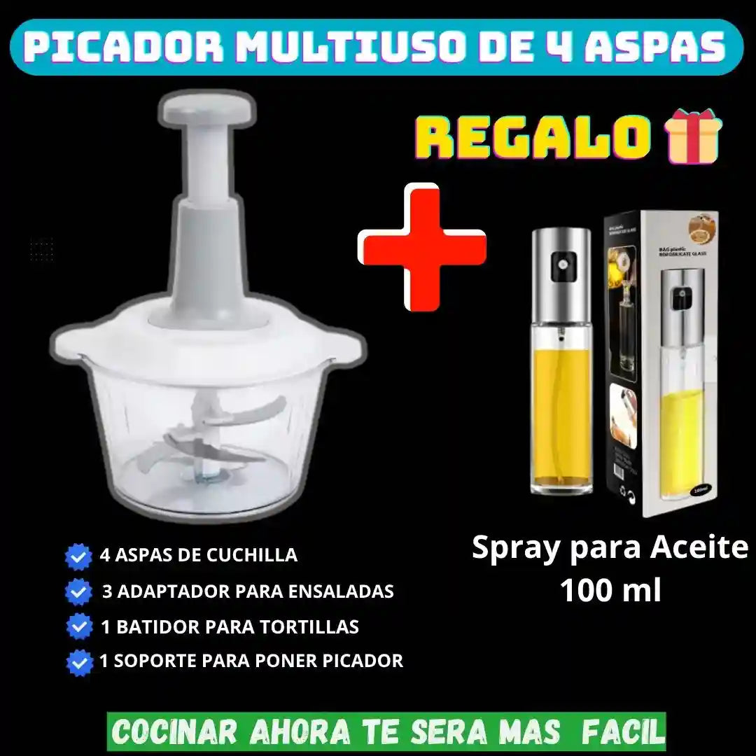 Picador Manual Multifuncional de 4 aspas +🎁spray para aciete