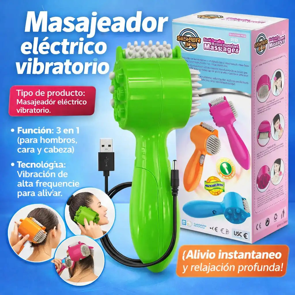 Masajeador tipo martillo 3 en 1 para hombros, cara y cabeza