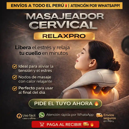 MASAJEADOR DE CUELLO Y ESPALDA RECARGABLE CON CALOR SHIATSU 🔥