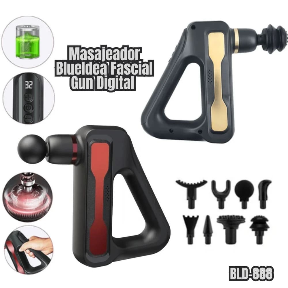 MASAJEADOR FASCIAL GUN DIGITAL BLD-888 – 8 CABEZALES