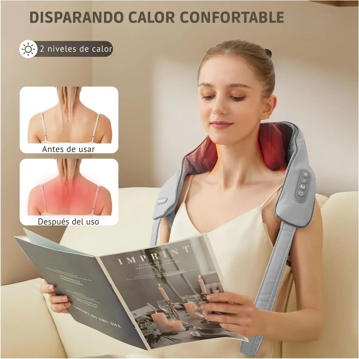 MASAJEADOR DE CUELLO Y ESPALDA RECARGABLE CON CALOR SHIATSU 🔥